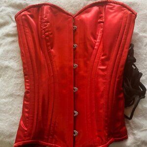 Orchard Corset red satin corset, size 28